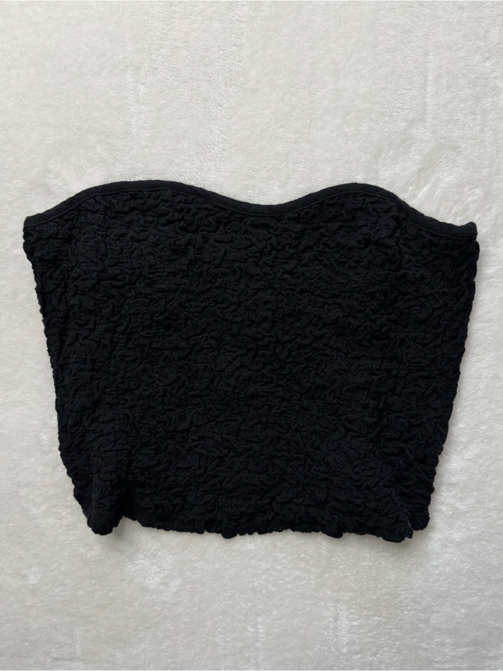 Free People Eternal Staple Bustier Black Textured Strapless Crop Top Bandeau S